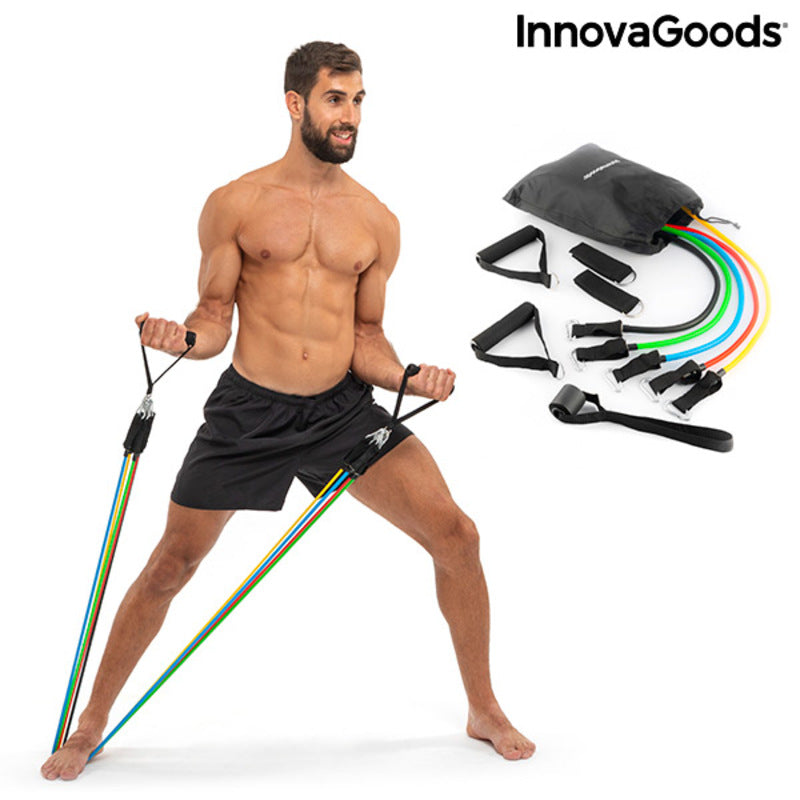 Widerstandsbänder für Ganzkörpertraining – Resistance Band Set – 5er Fitnessbänder mit Zubehör & Tragetasche – Home Gym – inkl. Trainingsanleitung