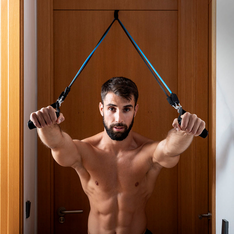 Widerstandsbänder für Ganzkörpertraining – Resistance Band Set – 5er Fitnessbänder mit Zubehör & Tragetasche – Home Gym – inkl. Trainingsanleitung